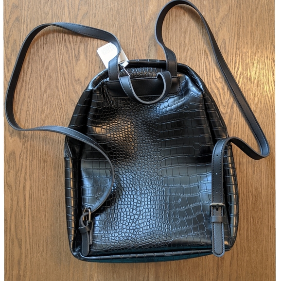 New! Mock Croc Backpack in Black - Picture 4 of 6